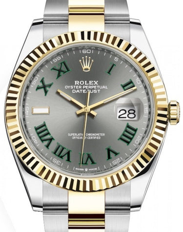 Datejust 41mm Wimbledon Two Tone Yellow Gold/Steel Oyster Bracelet Fluted Bezel (Ref 126333) - WatchesOff5thWatch